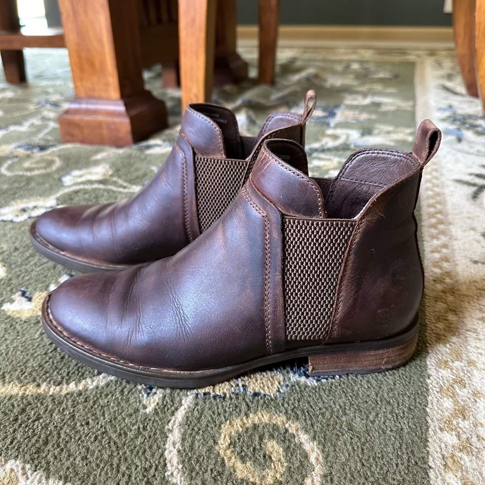Born Women's Brenta Leather Chelsea Ankle Boots Brown Size 7 US